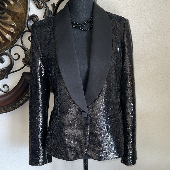 Ralph Lauren Women’s Sequin Single Breast Lined Heavy Blazer Jacket Size 6 - Picture 1 of 16